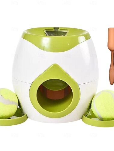  Lanceur de balles automatique pour chiens, machine à lancer des balles avec 2 balles de tennis, distributeur automatique de nourriture interactif pour chiens d'intérieur/extérieur, distributeur