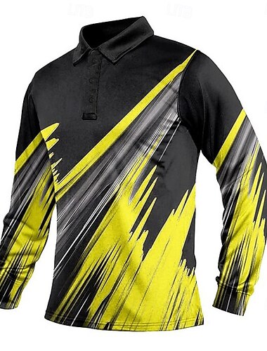  Homme Géométrique Abstrait Polo manche longue Polos Revers Occasionnel Extérieur Rue Athleisure Tenue quotidienne Impression 3D Boutons Printemps Automne Hiver Jaune Rouge Bleu