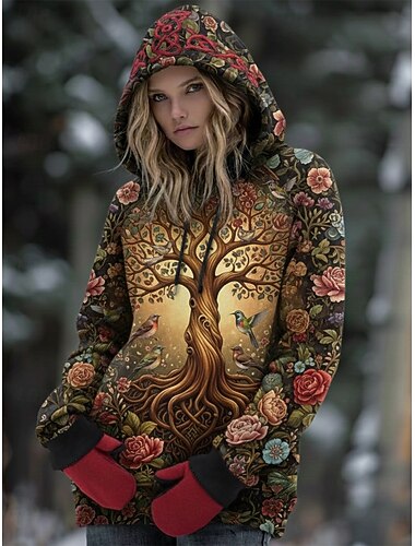  Γυναικεία φούτερ Viking με κουκούλα, γραφικά, γοτθικά, casual, μακρυμάνικα, κουκούλα, κανονικές μπλούζες, καθημερινής χρήσης, casual, κορδόνι, κίτρινο, άνοιξη, φθινόπωρο