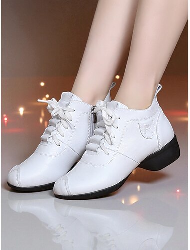  Γυναικεία δερμάτινα παπούτσια χορού σε μπορντό χρώμα - άνετα τακούνια με κορδόνια για προπόνηση ballroom, λάτιν και τζαζ