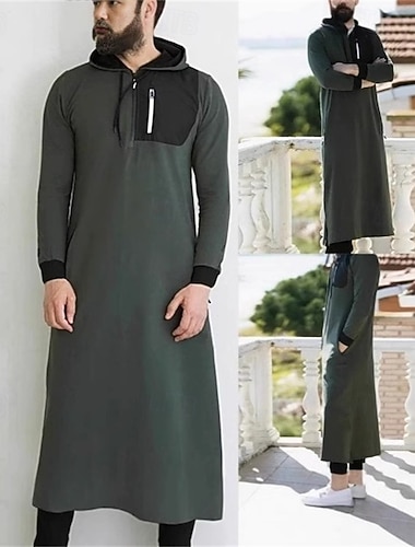  Herren Schlafanzug Freizeitkleidung Bademantel Einfarbig Mode Stilvoll Klassisch Urlaub Heim Täglich Polyester Thermowarm Weich Kapuzenpullover Langarm Kordelzug Frühling Herbst Armeegrün Dunkelgray