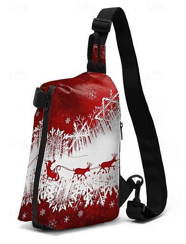  Weihnachts-Umhängetasche für Herren – verschiedene lustige Muster, Weihnachtsmann-, Rentier- und Lebkuchenmotive, verstellbarer Riemen, perfekt als Weihnachtsgeschenk, für den Alltag und festliche Anlässe.