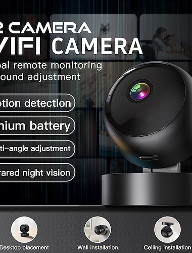  Caméra de surveillance Wi-Fi dotée d'une résolution HD 1080p, d'une vision nocturne infrarouge, de capacités de détection de mouvement et de son, et d'une vue panoramique à 360°.