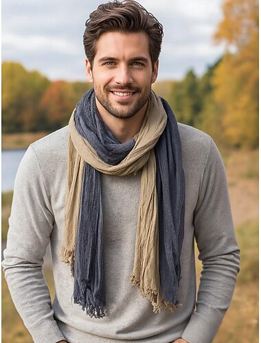  Herreskjerf i bomull og lin – mykt og lett materiale, tilgjengelig i flere farger – ideelt for fritids- og utendørsbruk