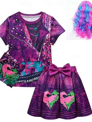  Vezes Saia Roupa Perucas cosplay Traje Cosplay for Para Meninas Infantil Baile de Máscaras Casual