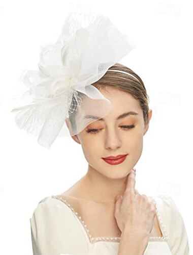  Acconciatura Piuma Tessuto Matrimonio Compleanno Corsa di Cavalli Elegante Vintage Classico Con Piuma Tulle Copricapo Copricapo