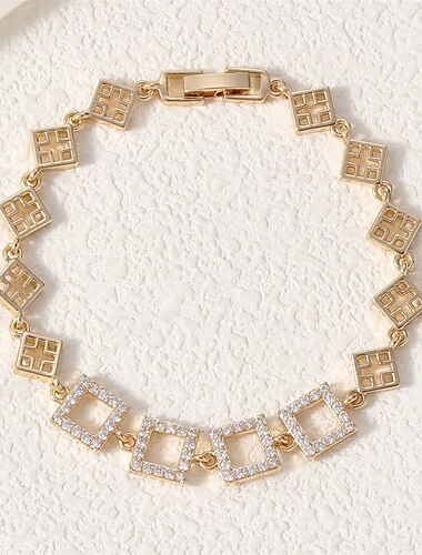  Kubisk Zirkonium Klassisk Totem-serien Elegant Personalisert trendy Chrome Armbånd Smykker Sølv / Gull Til Bryllup Fest Engasjement Skoleball