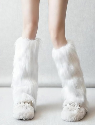  Pörröiset säärystimet naisille, pörröiset, pehmeät talvisukat, mukavat vasikansukat, pehmeät tekoturkisreunukset, söpöt, lämpimät kerrossukat, trendikkäät syys-talviasusteet