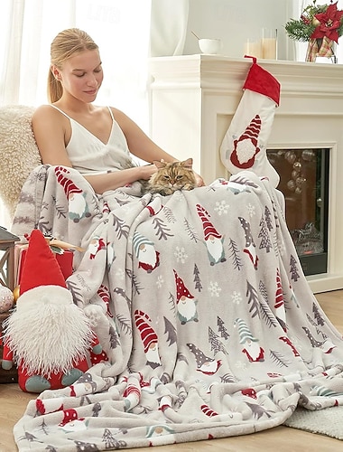  Christmas Peitto Fleece-peitot Heittohuopa sohvalle Haltia söpö tyyli 3D Sohva Sänky Koristeellinen peitto Lämmin peitto Elokuva Kodin sisustus