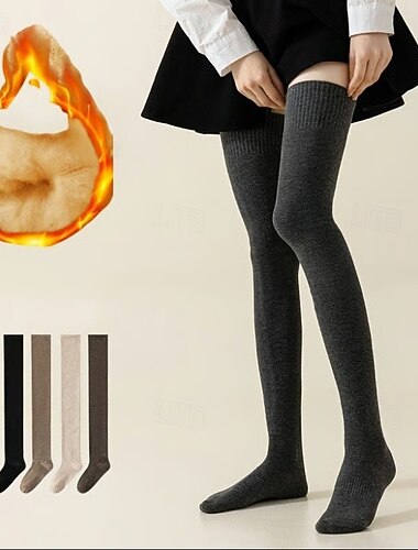  damestrømper over kneet lange strømper varme myke strikkede stretch koselige sexy søte mote vinter høst overknee høye sokker avslappet daglig skolejente japansk stil komfortvarmere benklær