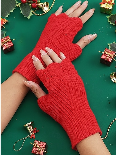  Weihnachtsstrickhandschuhe für Damen – weiches Garn mit Spitzenmuster, in verschiedenen Farben erhältlich, perfekt als Winter- und Weihnachtsgeschenk.