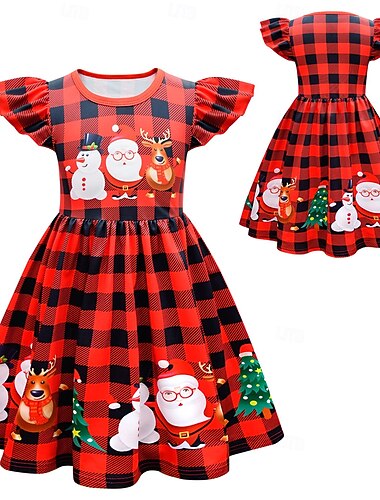  Schneemann Elf Ausgefallenes Weihnachtskleid Cosplay Kostüme Mädchen Cosplay-Kostüm Grafik Muster Weihnachtskostüm Kinder Weihnachten Neujahr Party Kleid