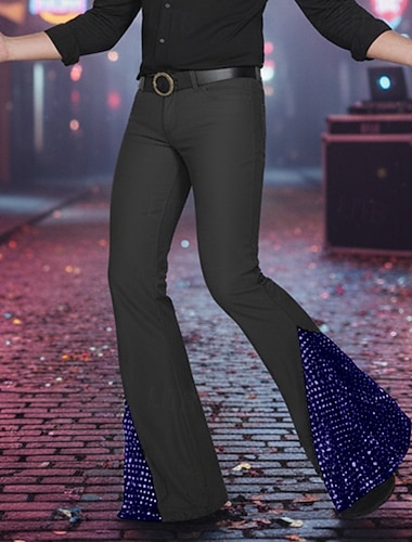  Herren Hose Anzughose Schlaghose Schlaghosen Abschlussballhosen Patchwork Glänzend Matallic Einfach Komfort Volle Länge Party Geschäft Täglich Mode Streetwear Weiß Rosa Unelastisch