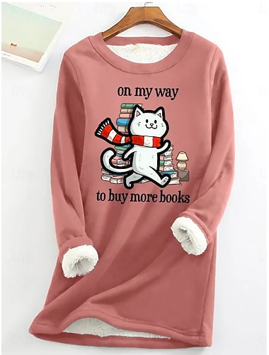  Per donna Felpa Pullover Coulisse Stampato Grafico Animale Lettera Caldo Casual Morbido Manica Lunga Girocollo Top Regolari Casuale Streetwear Nero Rosa scuro Grigio Primavera Autunno Inverno