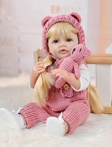  Куклы-реборны - 22 дюйма мягкое тело реалистичная кукла-девочка милая пробудившаяся девочка с блондинистыми волосами Бебе Реборн из силикона реальные куклы для детей старше 3 лет и коллекционеров