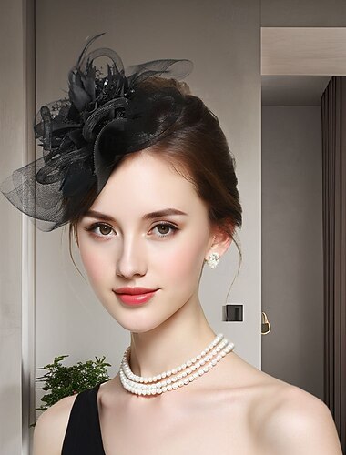  Čelenka Tyl 30. léta Svatební Čajový dýchánek Dostih koktejl Elegantní Vinobraní S Tyl Přílba Pokrývky Hlavy