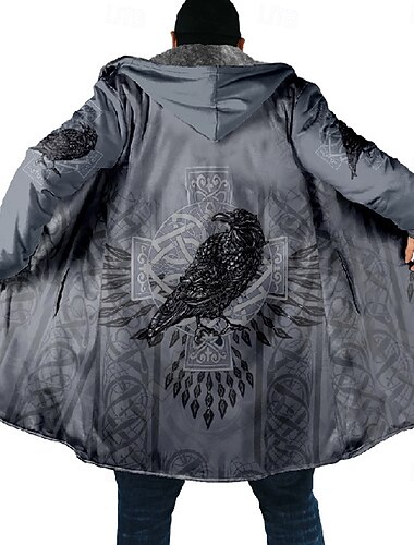  Per uomo Con Motivo Animale Cappotto Invernale Giacca in Pile Cappotto Calore Termico Confortevole Casual Abbigliamento quotidiano Cerniera Tasca Stampa 3D Autunno Inverno Con Cappuccio Manica Lunga