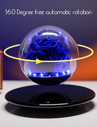  Magnetisk Levitasjon Evig Rose Glasslokk LED Lys med Berøringskontroll Lys Evig Flytende Blomsterlys Passer Valentines Dag Jubiléer Bursdager