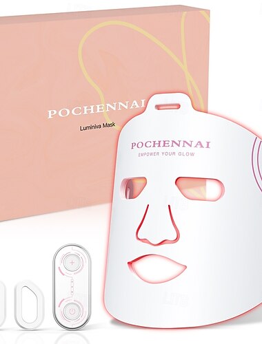  מוצר חדש מסכת יופי עם אור אדום LED מסכת פנים סיליקון ביתית מאושרת עם ה-FDA מכשיר יופי פנים פוטותרפיה מסכת שחרור אור LED עם רצועת צוואר - טעינה ב-USB 2600 מיליאמפר/שעה ישימה ל-th