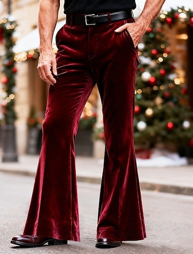  رجالي سروال عيد الميلاد بنطلونات بدلة السراويل المخملية جيب Buttons سهل راحة عيد الميلاد مناسب للحفلات عمل موضة كاجوال أزرق أسود مرن نسبياً