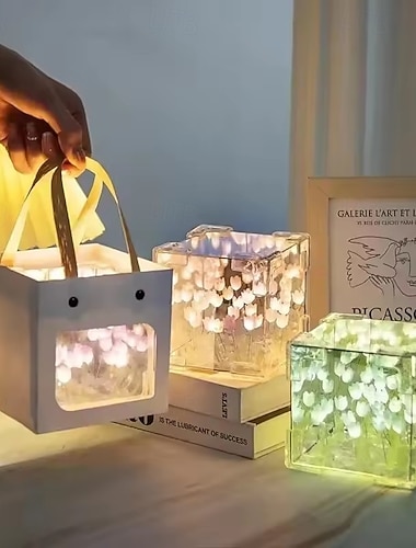  Kreativ DIY tulipanblomst sjø kube tredimensjonal liten nattlampe materialpakke kjæreste par kjærester Valentinsdaggave