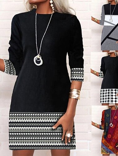  Dámské Mini šaty Mikinové šaty Volnočasové šaty Vinobraní Dovolená Kancelář Denní Běžný Geometrický Barevné bloky Dlouhý rukáv Tričkový Černá Bílá Fialová Šedá Jaro Podzim