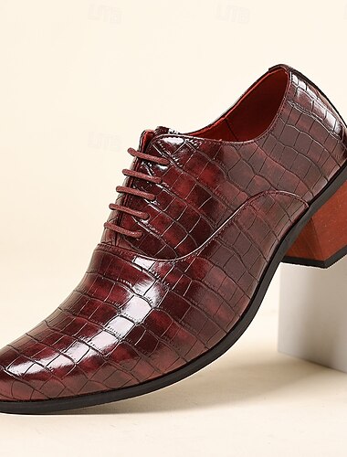 Pánské společenské boty z vínové kůže s krokodýlím vzorem - elegantní obuv pro zvláštní příležitosti a večerní nošení