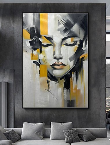  Dipinto a Olio Dipinta a mano Verticale Astratto Persone Moderno Senza telaio interno  (senza cornice)