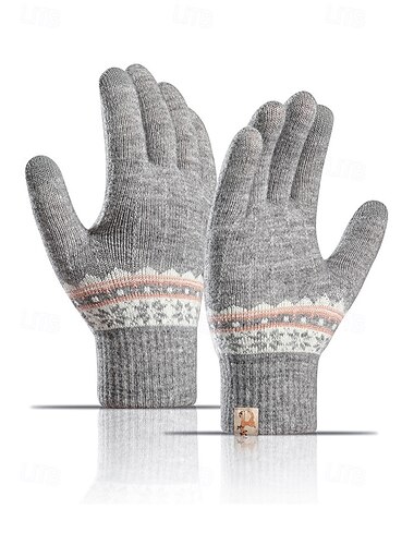  Luvas femininas de tricô acrílico com forro de lã polar – compatíveis com telas sensíveis ao toque, macias e quentes, disponíveis em várias cores – ideais para o inverno e atividades ao ar livre.