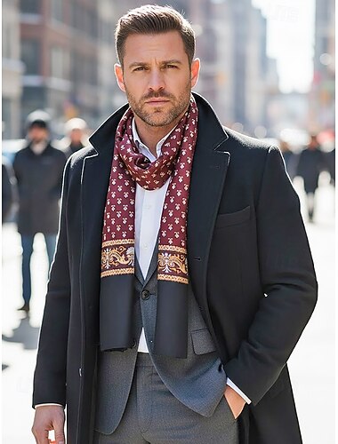  Écharpe pour homme en polyester à imprimé floral cachemire – design élégant, plusieurs coloris disponibles pour les occasions formelles et décontractées