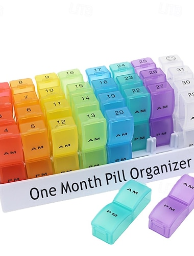  Monats-Pillenbox für 2-mal täglich, 31-Tage-Pillendose mit AM- und PM-Fächern, große Monats-Medikamentenbox für Vitamine und Nahrungsergänzungsmittel &Medikamente, reisefreundliche Pillendose,