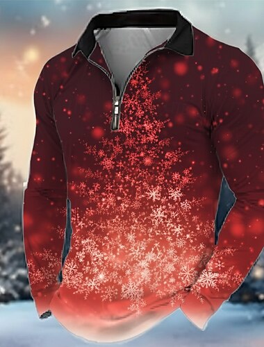  Święta Męskie Płatek śniegu Gra polo Długi rękaw Wieczorne Nowoczesny Wypoczynek Sport i turystyka Codzienne Festiwal Zamek Druk 3D Wiosna Jesień Zima Fiołkowy Czerwony Brązowy