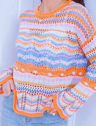  Dámské Svetr Rolák Elegantní Módní Roztomilý Grafika Geometrický Tričkový Pletený Tisk Dlouhý rukáv Běžné topy Plést Venkovní Denní Dovolená Vodní modrá Černá Podzim Zima