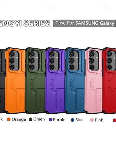  telefono Custodia Per Samsung Galaxy S26 Ultra Plus S25 Ultra Plus S25 Edge S24 S23 S22 A36 A26 A16 A55 5G Copertura Posteriore con Supporto Resistente agli urti Armatura PC Pelle PU