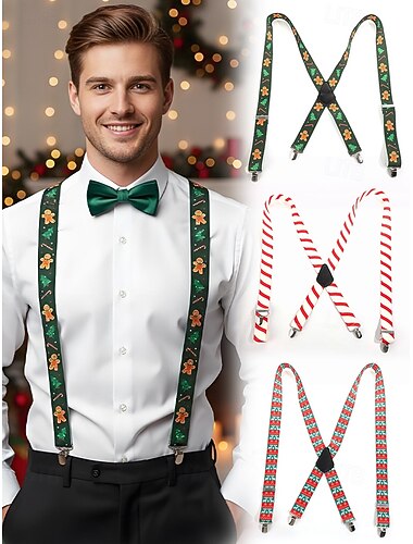  Miesten jouluhenkselit – joustavaa polyesteriä piparkakku- ja karkkitankokuviolla, juhlava tyyli juhlajuhliin ja juhliin