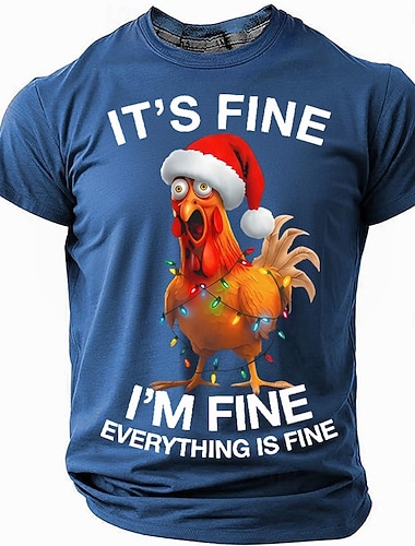  T-shirt de Noël humoristique avec un poulet, pour homme, papa, mari, ami. Idée cadeau originale pour les fêtes. Noir, rouge, bleu. Vêtements toutes saisons. Tailles : S, M, L, XL, XXL, XXXL.