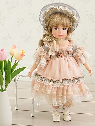  Poupées en porcelaine vintage poupées en biscuit peintes à la main poupées de cour de palais de 18 pouces cadeau de Noël