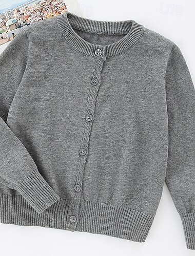  Bambini Unisex Felpa Tinta unica Manica Lunga Bottoni All'aperto Moda Nero Autunno Vestiti 4-12 Anni