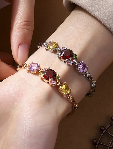  Zirkon Retro styl Klasika Tvar abecedy Vinobraní Módní Přizpůsobeno Moderní Chrome Náramek šperky Stříbrná / Zlatá Pro Svatební Párty Zásnuby Maturitní ples