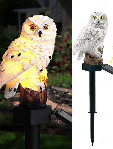  Lumieres de chemin solaire hibou résine artisanale étanche pour ornement de pelouse extérieure patio décoratif Halloween