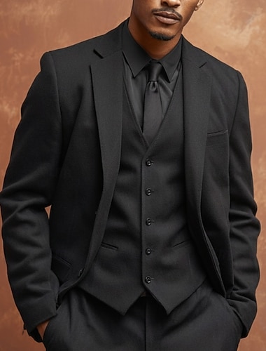  אנשיו של חתונה עֵסֶק חליפות טוויד דש קלאסי שחור בורגנדי יומי עסקים אחיד גזרה מחוייטת סט 3 חלקים שני לחצנים עם חזה יחיד