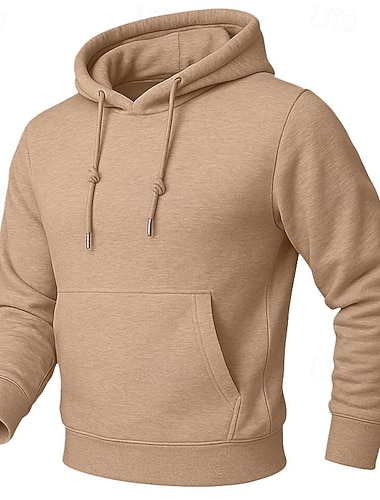  Herren Kapuzensweatshirt Fleece Kapuzensweatshirt Hoodie mit Fleecefutter Blau Aprikose Schwarz Weiß Gelb Mit Kapuze Einfach Kängurutasche Lässig Täglich Sport & Outdoor Polyester Streetwear Cool