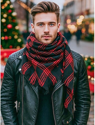  Unisex juleruteskjerf - polyestermateriale, mykt og varmt, flere farger for vinter, høytidsfester og hverdagsbruk