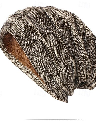 Муж. Универсальные Шапка-бини Зимние шапки Шапки бини Вязаная шапка Зимняя шапочка Черный Винный Полиэстер Трикотаж Флис Дышащий Уютный На каждый день На выход Сплошной/однотонный цвет Теплый