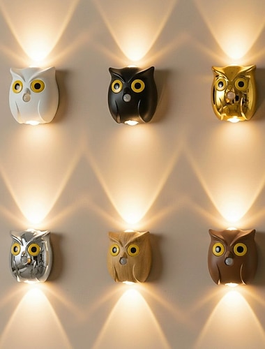  مصباح ليلي على شكل بومة إبداعي بمستشعر جسم الإنسان، مصباح حائطي قابل لإعادة الشحن عبر USB، لا يتطلب أسلاكًا، إضاءة منزلية قابلة للتعتيم لعيد الميلاد لغرفة المعيشة أو الرواق أو غرفة النوم أو الخزانة