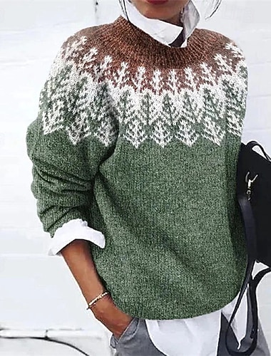  Dámské Svetr Rolák Elegantní Módní Šik ven Pevná barva Květinový Grafika Tričkový Pletený Tisk Dlouhý rukáv Běžné topy Plést Venkovní Domů Denní Vodní modrá Rubínově červená Podzim Zima