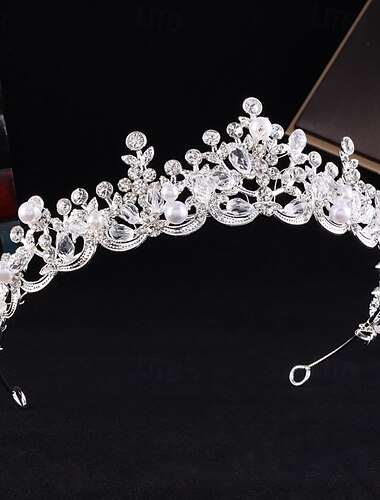  Crown Tiaras Hodepryd Legering Bryllup Bursdag Elegant Med Rhinsten Perle Hodeplagg Hodeplagg