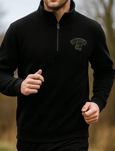  Homens Cor Sólida Blusas de moletom Moletom de lã Outono/Inverno Manga Longa Roupa Esportiva Quente Academia Equitação Corrida Exercite-se Preto Verde Tropa Cinzento Roupa de esporte Roupas Esportivas