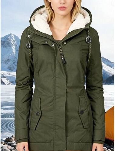  Dámské Park Venkovní ulice Ležérní Podzim Zima Standardní Kabát Volný Sportovní Na běžné nošení Saka Dlouhý rukáv Pevná barva Zip Kapsy Černá Fialová Světlá růžová / Down & Parkas / Voděodolný