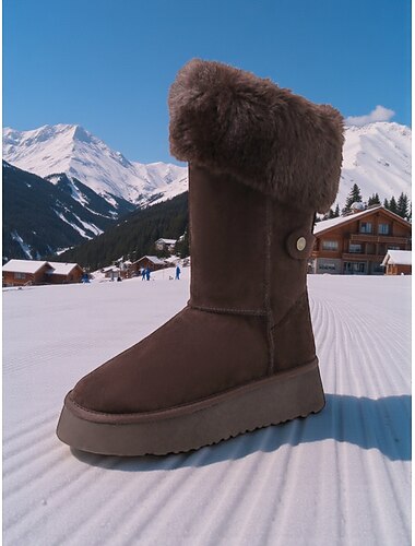  Varma vinterstövlar i äkta läder för kvinnor - snygga, bekväma snöstövlar med pälsmanschetter för kallt väder &modern